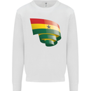 Curled Ghana Flag Ghanaian Day Football Kids Sweatshirt Jumper White