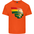 Curled Ghana Flag Ghanaian Day Football Kids T-Shirt Childrens Orange
