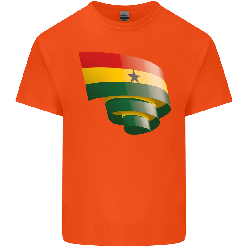 Curled Ghana Flag Ghanaian Day Football Kids T-Shirt Childrens Orange