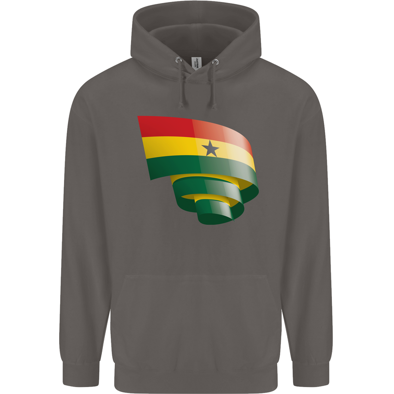 Curled Ghana Flag Ghanaian Day Football Mens 80% Cotton Hoodie Charcoal