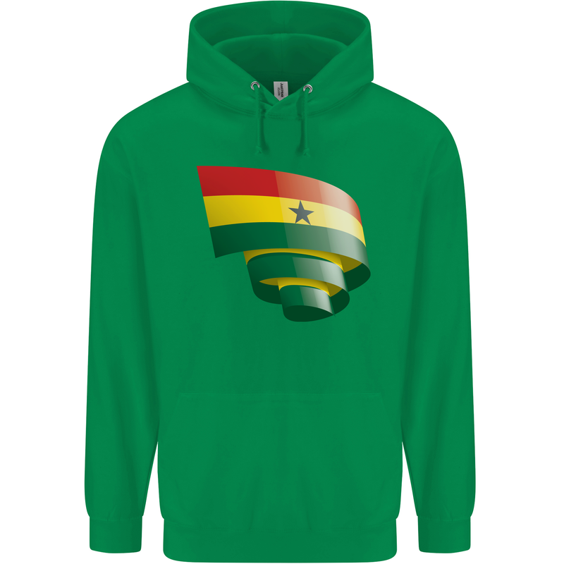 Curled Ghana Flag Ghanaian Day Football Mens 80% Cotton Hoodie Irish Green