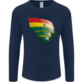Curled Ghana Flag Ghanaian Day Football Mens Long Sleeve T-Shirt Navy Blue