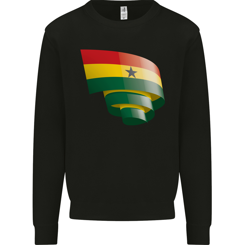 Curled Ghana Flag Ghanaian Day Football Mens Sweatshirt Jumper Black
