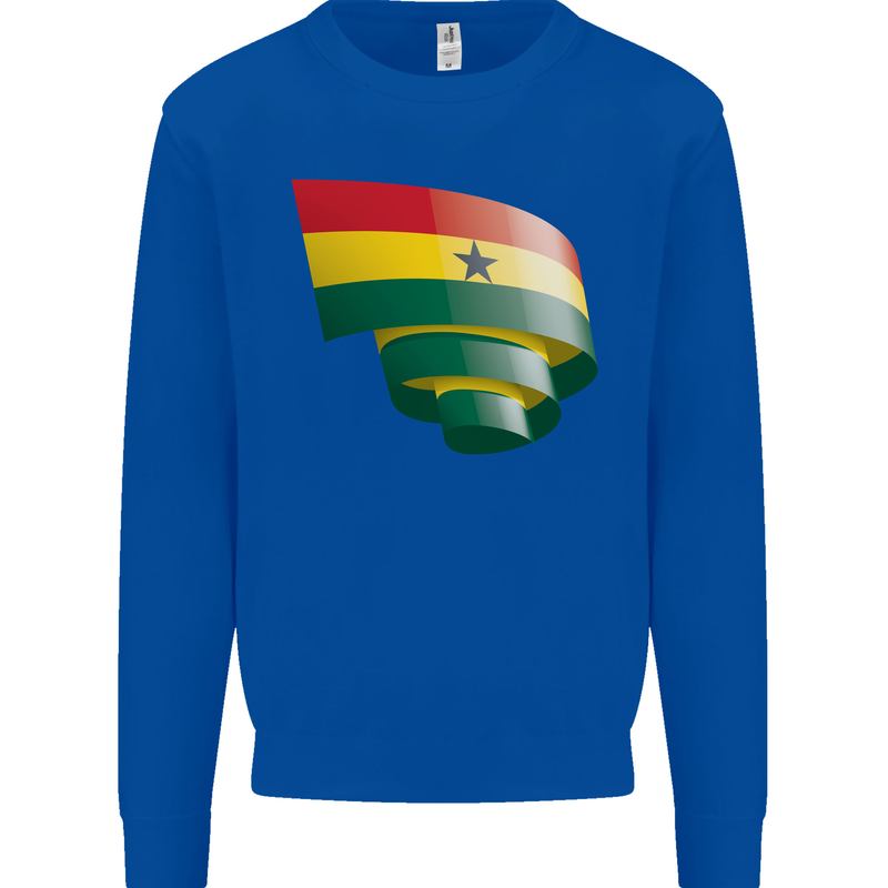 Curled Ghana Flag Ghanaian Day Football Mens Sweatshirt Jumper Royal Blue