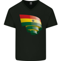 Curled Ghana Flag Ghanaian Day Football Mens V-Neck Cotton T-Shirt Black