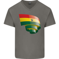 Curled Ghana Flag Ghanaian Day Football Mens V-Neck Cotton T-Shirt Charcoal