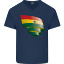 Curled Ghana Flag Ghanaian Day Football Mens V-Neck Cotton T-Shirt Navy Blue