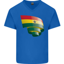Curled Ghana Flag Ghanaian Day Football Mens V-Neck Cotton T-Shirt Royal Blue