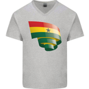 Curled Ghana Flag Ghanaian Day Football Mens V-Neck Cotton T-Shirt Sports Grey