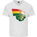 Curled Ghana Flag Ghanaian Day Football Mens V-Neck Cotton T-Shirt White