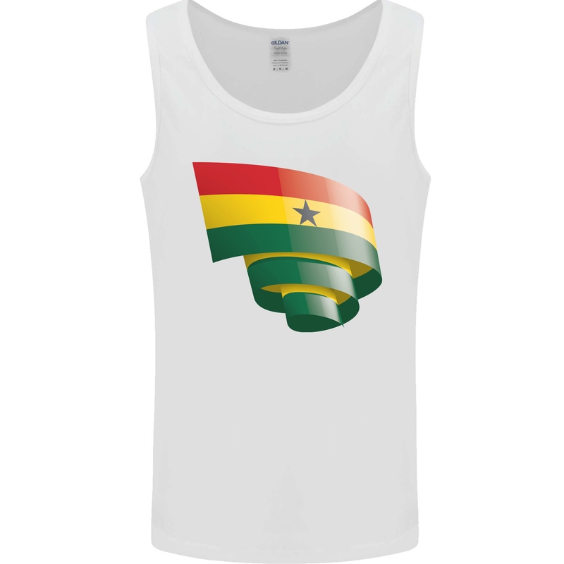 Curled Ghana Flag Ghanaian Day Football Mens Vest Tank Top White