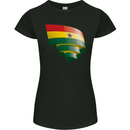 Curled Ghana Flag Ghanaian Day Football Womens Petite Cut T-Shirt Black