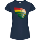 Curled Ghana Flag Ghanaian Day Football Womens Petite Cut T-Shirt Navy Blue