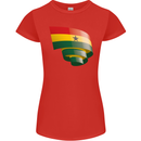 Curled Ghana Flag Ghanaian Day Football Womens Petite Cut T-Shirt Red