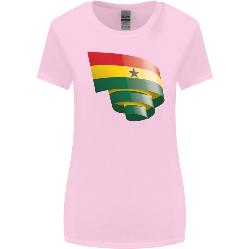 Curled Ghana Flag Ghanaian Day Football Womens Wider Cut T-Shirt Light Pink