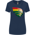 Curled Ghana Flag Ghanaian Day Football Womens Wider Cut T-Shirt Navy Blue