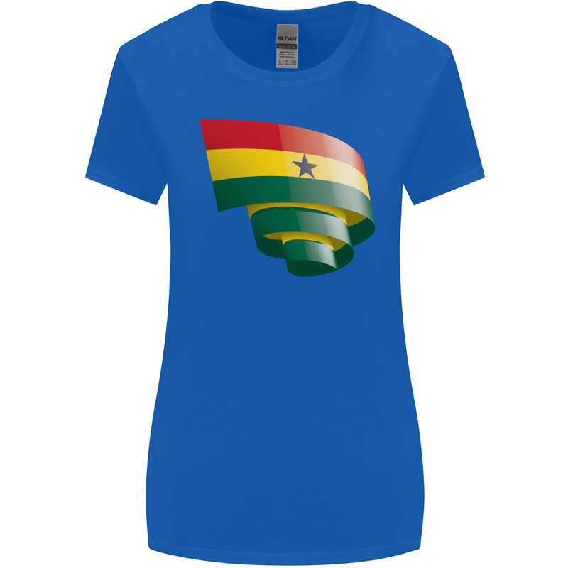 Curled Ghana Flag Ghanaian Day Football Womens Wider Cut T-Shirt Royal Blue