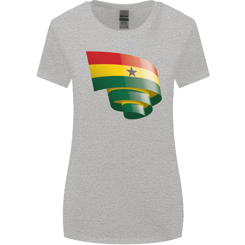 Curled Ghana Flag Ghanaian Day Football Womens Wider Cut T-Shirt Sports Grey
