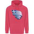 Curled Greece Flag Greek Day Football Childrens Kids Hoodie Heliconia