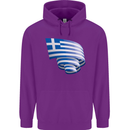 Curled Greece Flag Greek Day Football Childrens Kids Hoodie Purple