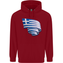Curled Greece Flag Greek Day Football Childrens Kids Hoodie Red