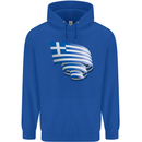 Curled Greece Flag Greek Day Football Childrens Kids Hoodie Royal Blue