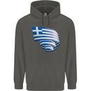 Curled Greece Flag Greek Day Football Childrens Kids Hoodie Storm Grey