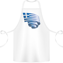 Curled Greece Flag Greek Day Football Cotton Apron 100% Organic White