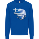 Curled Greece Flag Greek Day Football Kids Sweatshirt Jumper Royal Blue