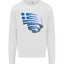 Curled Greece Flag Greek Day Football Kids Sweatshirt Jumper White