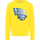 Curled Greece Flag Greek Day Football Kids Sweatshirt Jumper Yellow