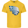 Curled Greece Flag Greek Day Football Kids T-Shirt Childrens Yellow