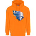 Curled Greece Flag Greek Day Football Mens 80% Cotton Hoodie Orange