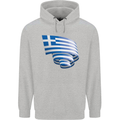 Curled Greece Flag Greek Day Football Mens 80% Cotton Hoodie Sports Grey