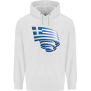 Curled Greece Flag Greek Day Football Mens 80% Cotton Hoodie White