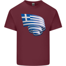 Curled Greece Flag Greek Day Football Mens Cotton T-Shirt Tee Top Maroon