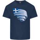 Curled Greece Flag Greek Day Football Mens Cotton T-Shirt Tee Top Navy Blue