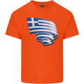 Curled Greece Flag Greek Day Football Mens Cotton T-Shirt Tee Top Orange