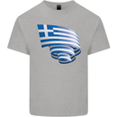 Curled Greece Flag Greek Day Football Mens Cotton T-Shirt Tee Top Sports Grey