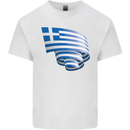 Curled Greece Flag Greek Day Football Mens Cotton T-Shirt Tee Top White