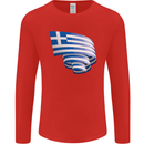 Curled Greece Flag Greek Day Football Mens Long Sleeve T-Shirt Red