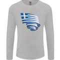 Curled Greece Flag Greek Day Football Mens Long Sleeve T-Shirt Sports Grey