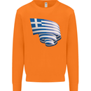 Curled Greece Flag Greek Day Football Mens Sweatshirt Jumper Orange