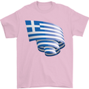 Curled Greece Flag Greek Day Football Mens T-Shirt 100% Cotton Light Pink