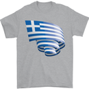 Curled Greece Flag Greek Day Football Mens T-Shirt 100% Cotton Sports Grey