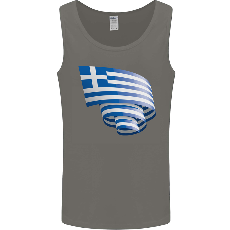 Curled Greece Flag Greek Day Football Mens Vest Tank Top Charcoal