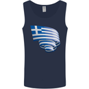 Curled Greece Flag Greek Day Football Mens Vest Tank Top Navy Blue