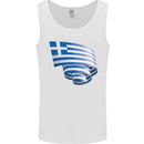 Curled Greece Flag Greek Day Football Mens Vest Tank Top White