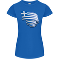 Curled Greece Flag Greek Day Football Womens Petite Cut T-Shirt Royal Blue