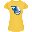 Curled Greece Flag Greek Day Football Womens Petite Cut T-Shirt Yellow